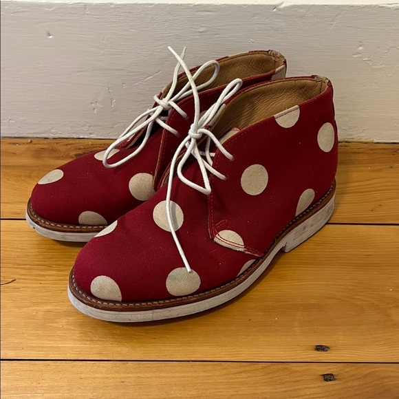 MARK MCNAIRY RARE Canvas Lace Up Chukka Boots Red White Polka Dots Women’s 5 - Picture 2 of 8